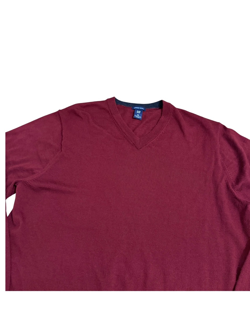 Vintage Gap Y2K Merino Wool Knit Pullover Sweater Mens XXL Burgundy Red V-Neck - Picture 4 of 12